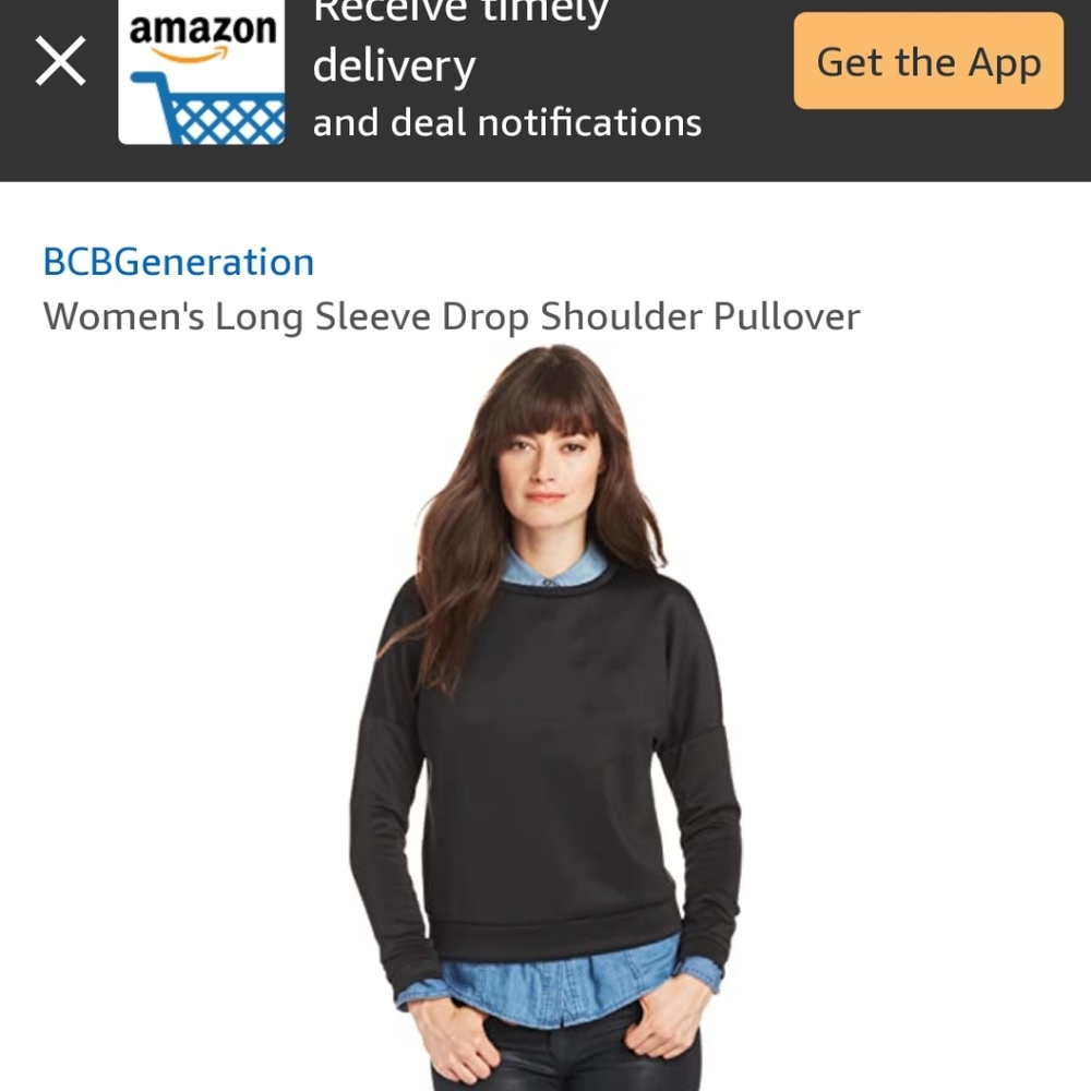 BCBGeneration Long Sleeve Pullover Shirt in Black - Picture 2 of 10